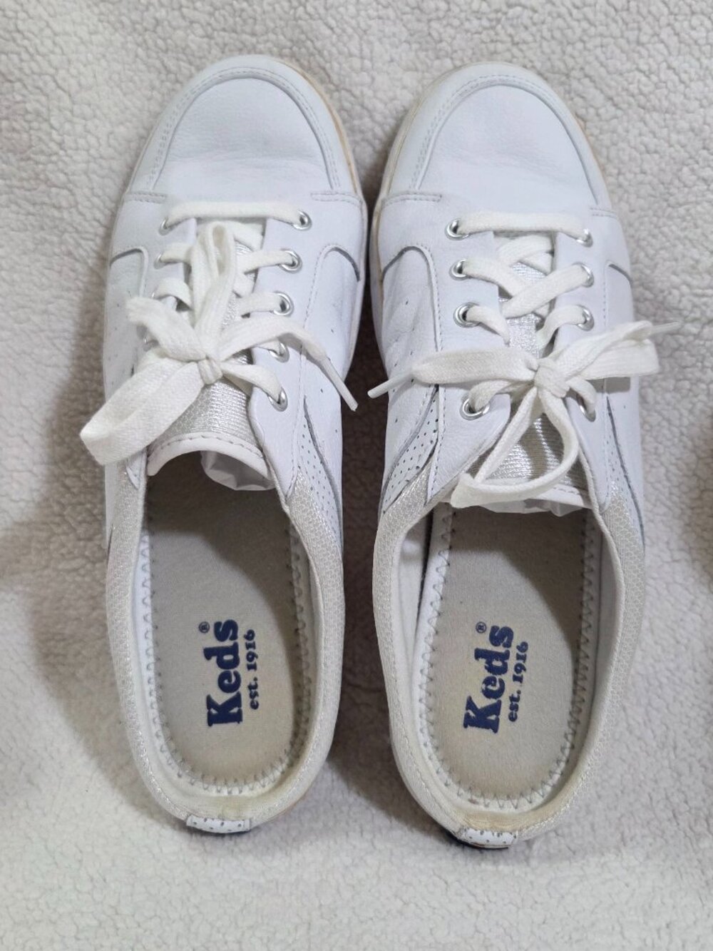 Keds Slip In White Leather Lace Up Sneaker Mule